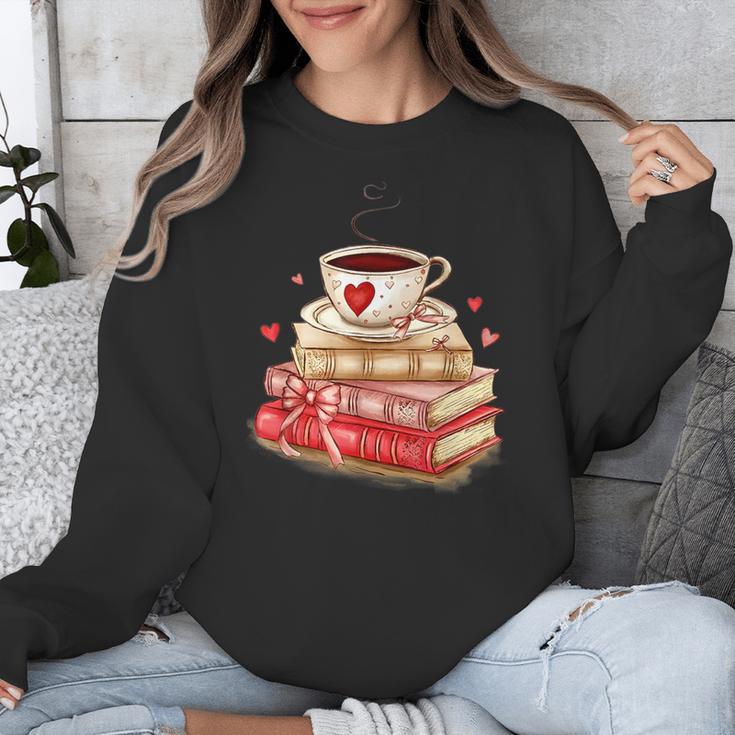 Love Book Coffee Heart Coquette Bow Valentines Day Unisex Sweatshirt Love Book Coffee Heart Coquette Bow Valentines Day Unisex Sweatshirt