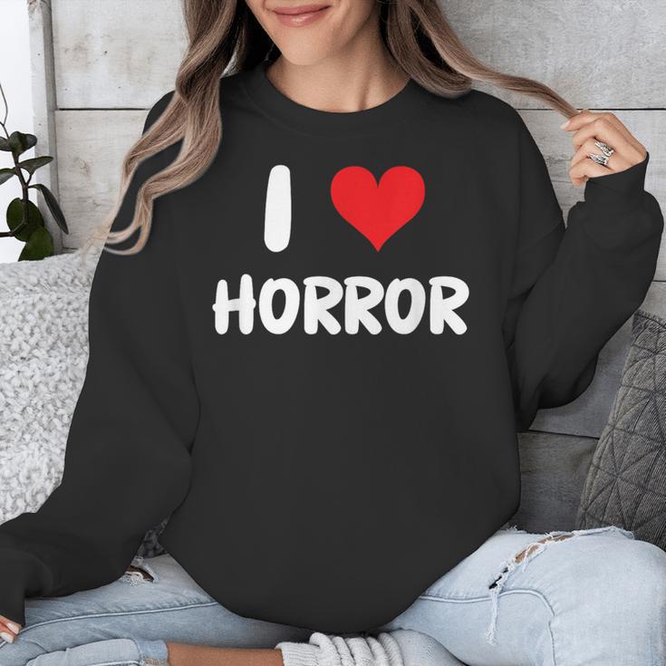 I Love Horror Heart Movies TV Show Books Writing Read Unisex Sweatshirt I Love Horror Heart Movies TV Show Books Writing Read Unisex Sweatshirt