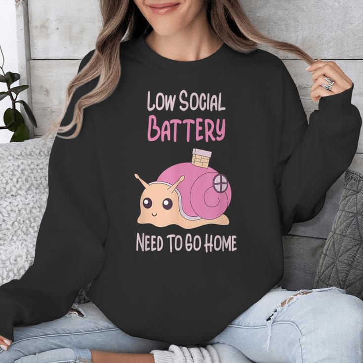 Low Social Battery Cute Snail With House Introvert Cozy Home Unisex Sweatshirt Low Social Battery Cute Snail With House Introvert Cozy Home Unisex Sweatshirt