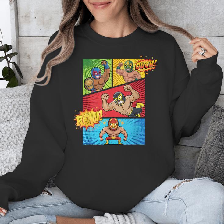 Lucha Libre Comic Book Mexican Wrestling Cartoon Wrestler Unisex Sweatshirt