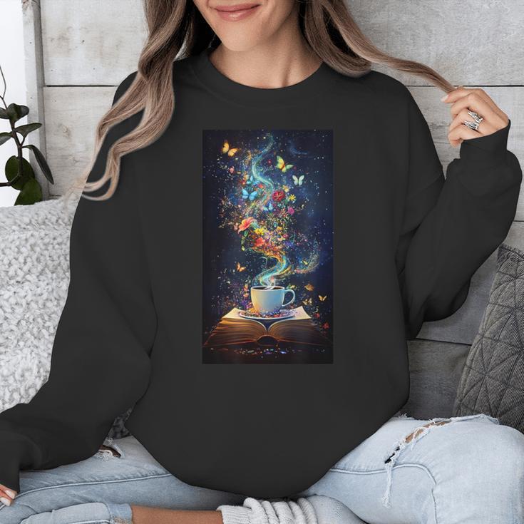 Magical Book Floral Coffee Books Nature Fantasy Unisex Sweatshirt Magical Book Floral Coffee Books Nature Fantasy Unisex Sweatshirt