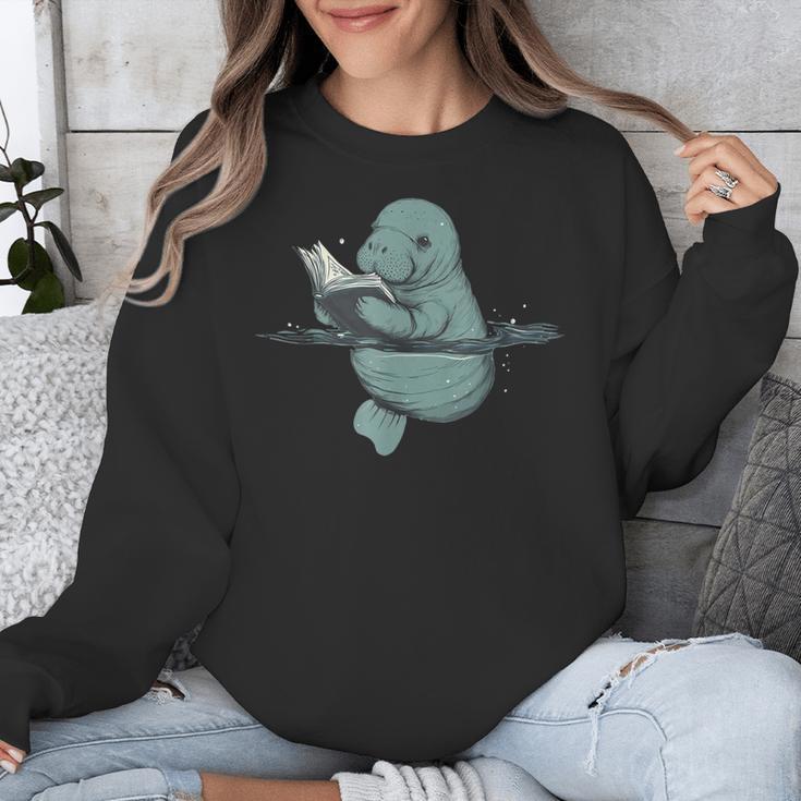 Manatee Reading Book Bookworm Manatees Ocean Animal Lover Unisex Sweatshirt Manatee Reading Book Bookworm Manatees Ocean Animal Lover Unisex Sweatshirt