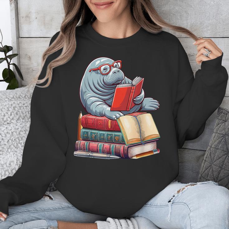 Manatee Reading Books Matching Bookworm Readers Librarian Unisex Sweatshirt Manatee Reading Books Matching Bookworm Readers Librarian Unisex Sweatshirt