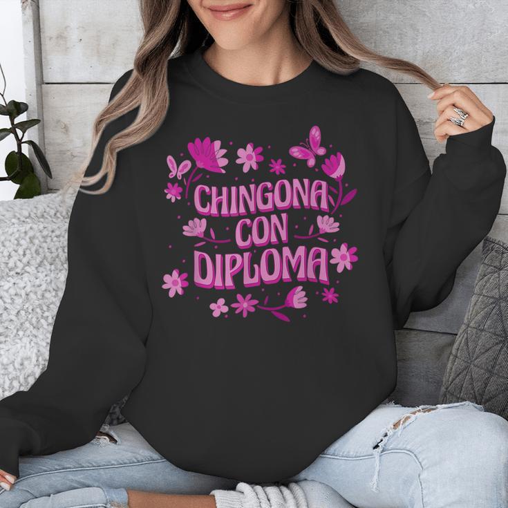 Masters Graduation Educated Latina Chingona Con Diploma Unisex Sweatshirt