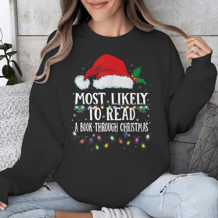 Matching Christmas PJS Most Likely To Read A Book Unisex Sweatshirt