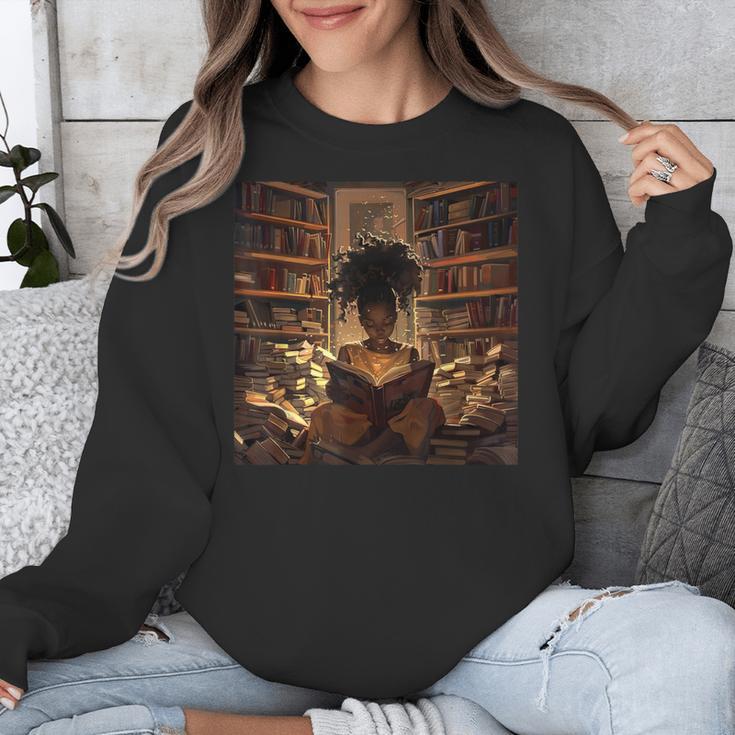 Melanin Afro Women Educated Reading Book History Unisex Sweatshirt