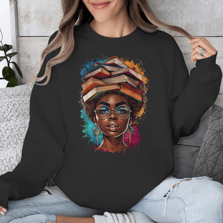 Melanin Girl Afro Book Lover Librarian Teacher Student Unisex Sweatshirt