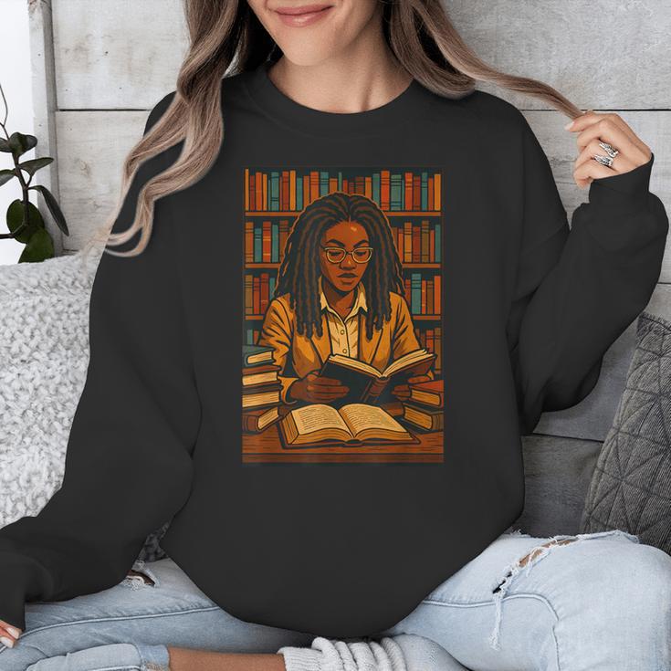 Melanin Girl Locs Book Lover Librarian Teacher Student Unisex Sweatshirt