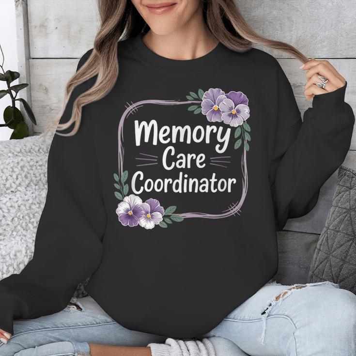 Memory Care Coordinator Purple Floral Pansies Unisex Sweatshirt