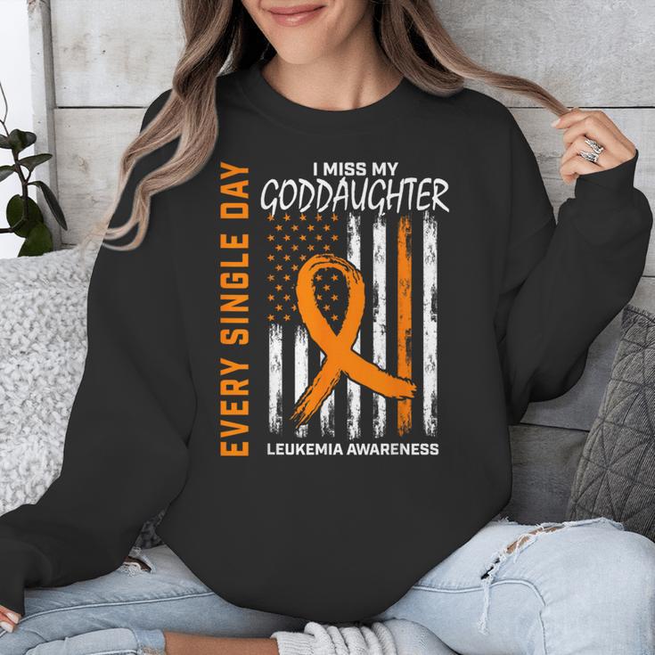 In Memory Of Goddaughter Leukemia Awareness USA Flag Shirts Women Kids Men Unisex Sweatshirt
