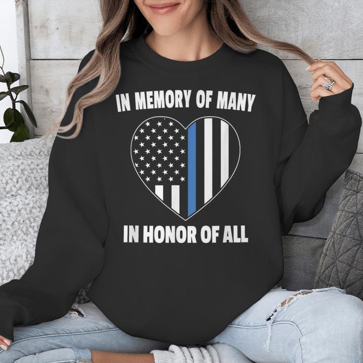 In Memory Of Many Honor Of All Blue Line American Flag Hear Unisex Sweatshirt