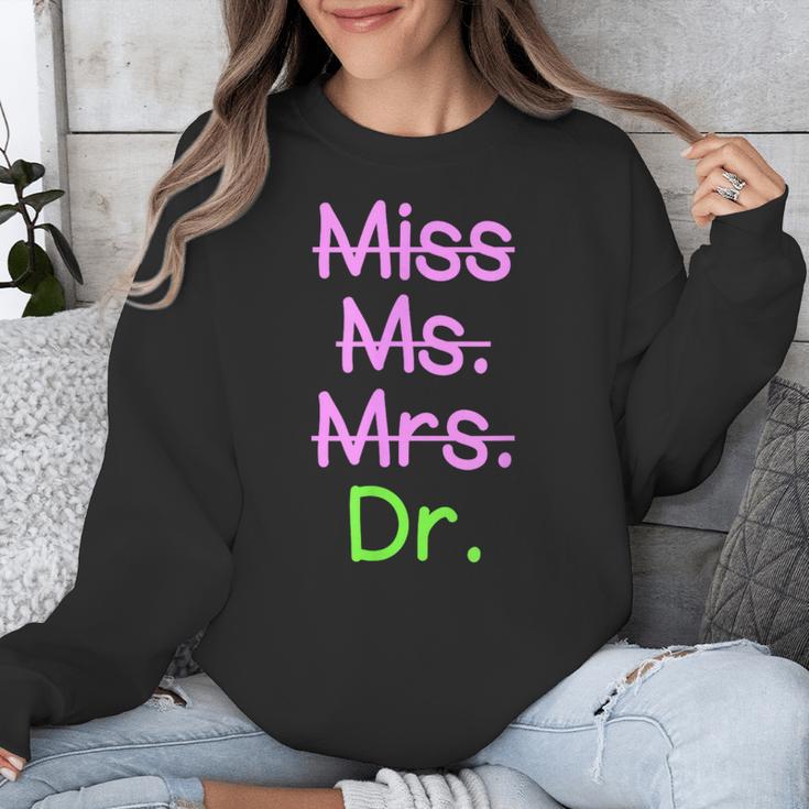 MIss Ms Mrs Dr Graduation Phd Pink And Green Class 2021 Unisex Sweatshirt