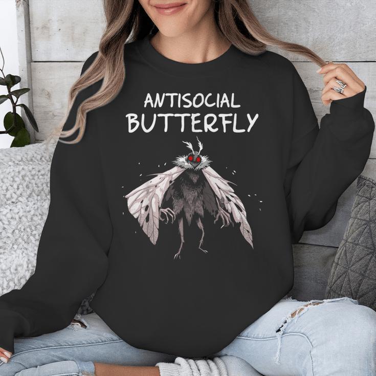 Mothman Shirt Antisocial Butterfly Introvert Cryptid Unisex Sweatshirt