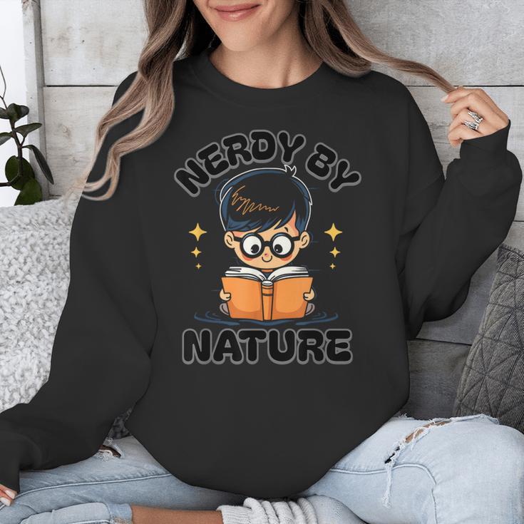 Nerdy By Nature Chibi Cute Book Lover Unisex Sweatshirt