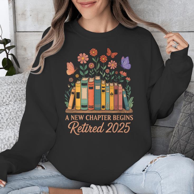 A New Chapter Begins Retired 2025 Books Flowers Unisex Sweatshirt