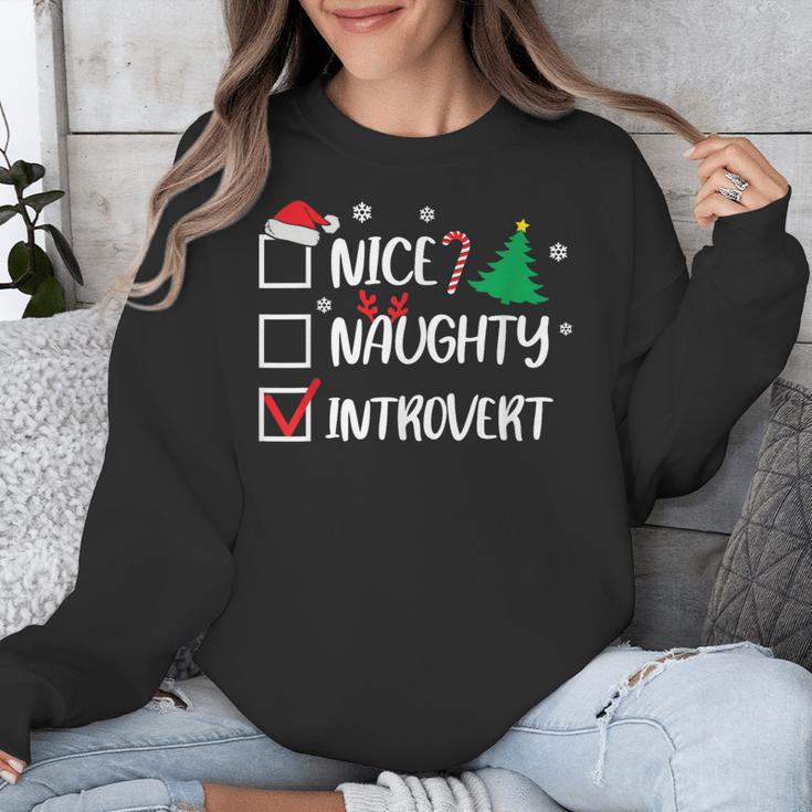 Nice Naughty Introvert Christmas List Santa Unisex Sweatshirt