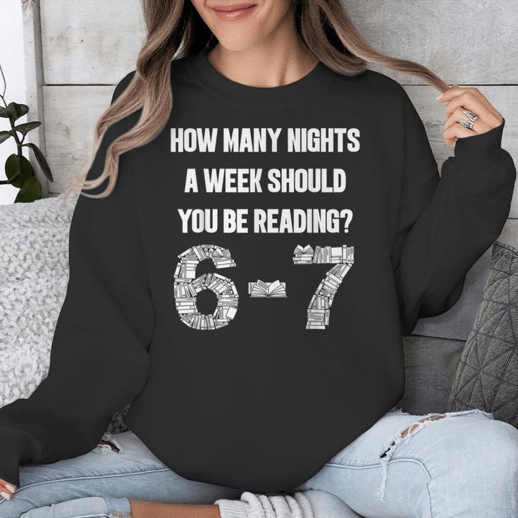 How Many Nights A Week Reading 6-7 67 Teacher Student Books Unisex Sweatshirt How Many Nights A Week Reading 6-7 67 Teacher Student Books Unisex Sweatshirt