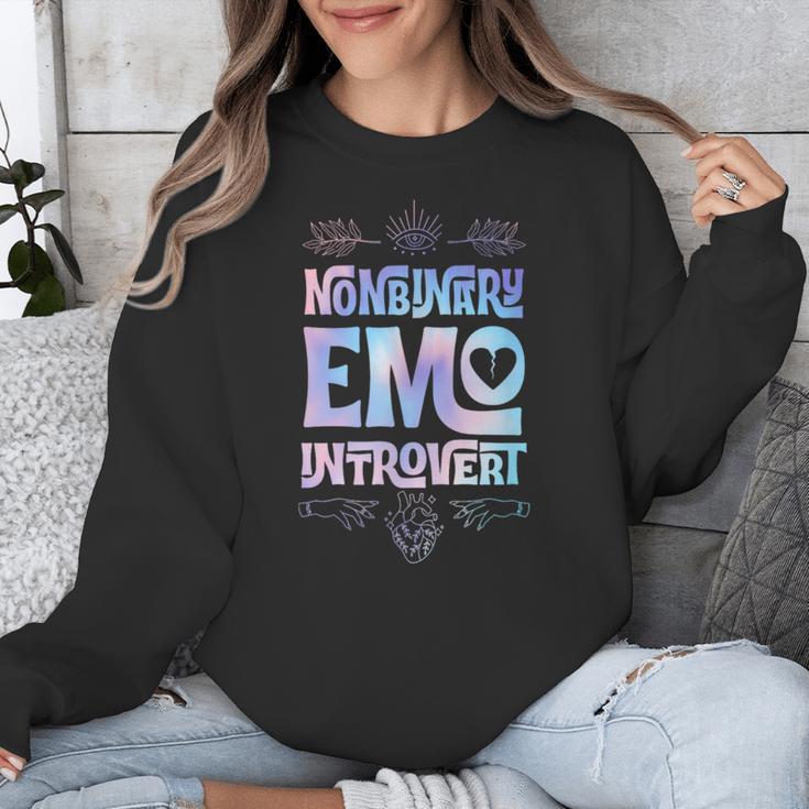 Nonbinary Emo Introvert Pride Trendy Mystic Teen Goth Style Unisex Sweatshirt Nonbinary Emo Introvert Pride Trendy Mystic Teen Goth Style Unisex Sweatshirt