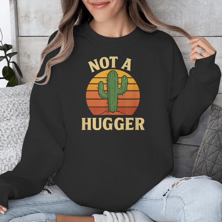 Not A Hugger Cactus Retro Sunset No Hugging Introvert Unisex Sweatshirt Not A Hugger Cactus Retro Sunset No Hugging Introvert Unisex Sweatshirt