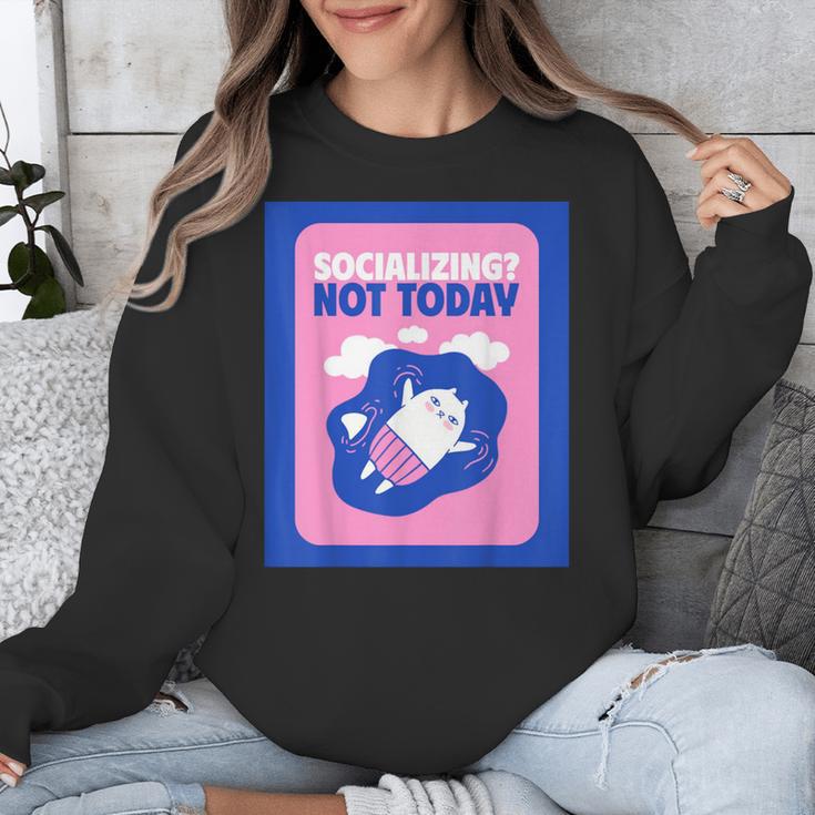 Not Today Cool Fun Cute Introvert Cat Character Unisex Sweatshirt
