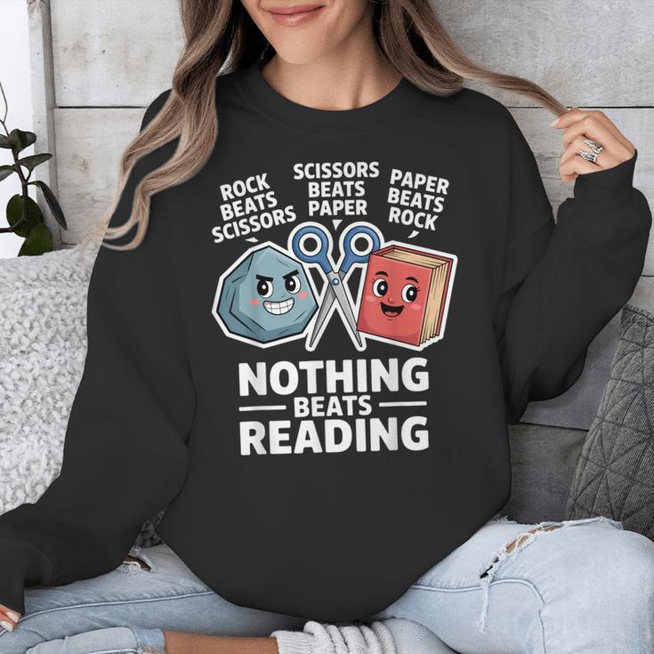 Nothing Beats Reading Rock Paper Scissors Book Lover Unisex Sweatshirt Nothing Beats Reading Rock Paper Scissors Book Lover Unisex Sweatshirt