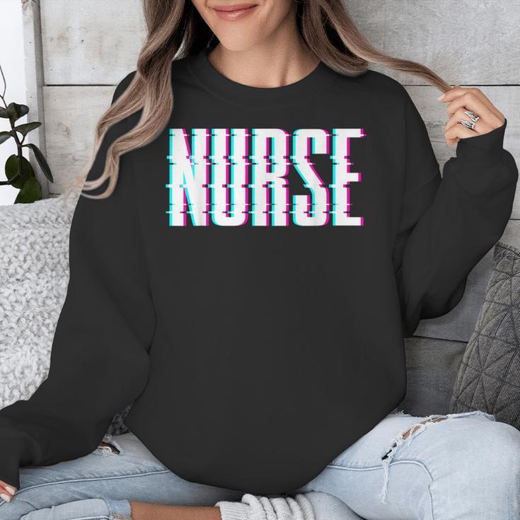 Nurse Glitch Aesthetic Graduation Nurse Glitch Graphic Art Unisex Sweatshirt