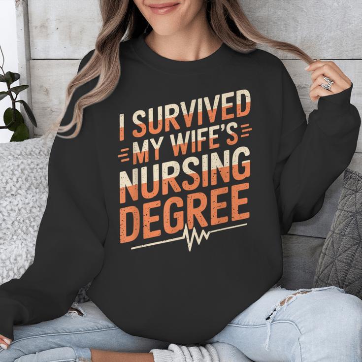 Nurse Graduation I Survived My Wife'S Nursing Degree Nurse Unisex Sweatshirt