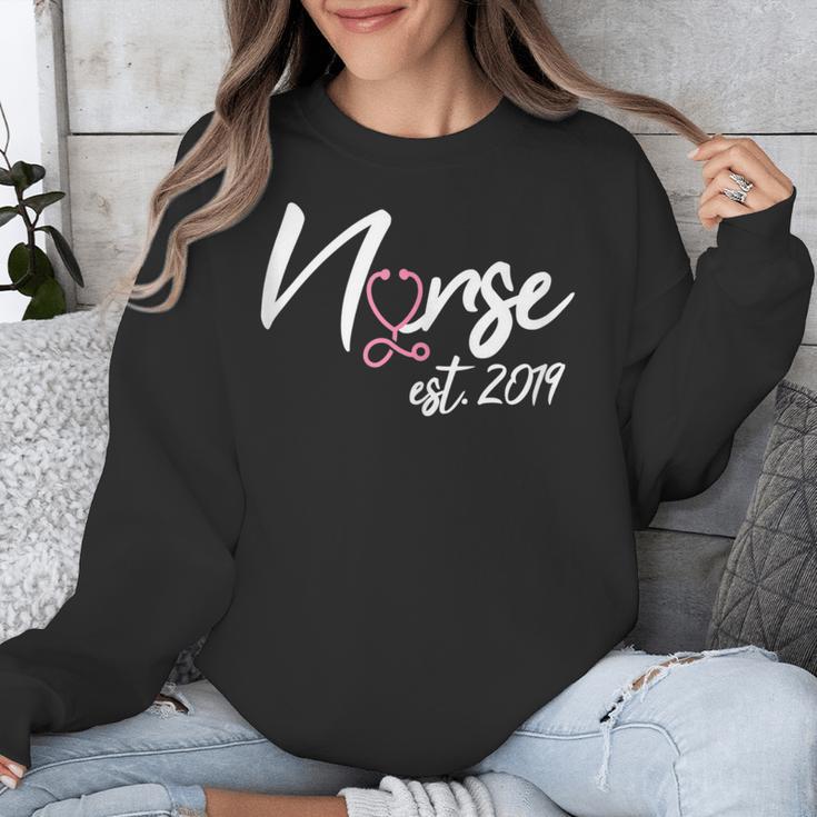 Nursing School Survivor Apparel Graduation Nurse RN EST 2019 Unisex Sweatshirt