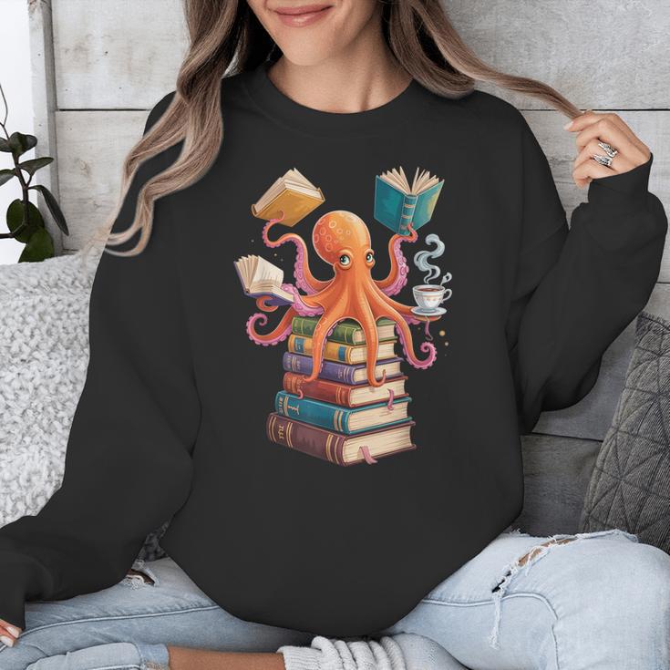 Octopus Book Reading Book Reader Ocean Octopus Unisex Sweatshirt