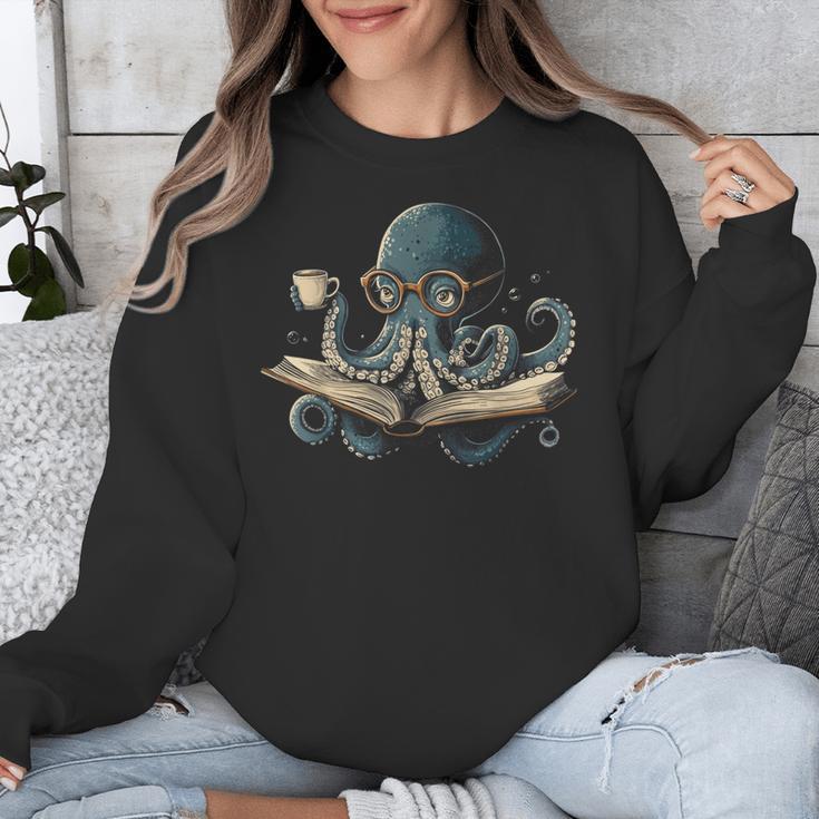 Octopus Reading Book Coffee Book Lover Bookworm Nerd Unisex Sweatshirt Octopus Reading Book Coffee Book Lover Bookworm Nerd Unisex Sweatshirt
