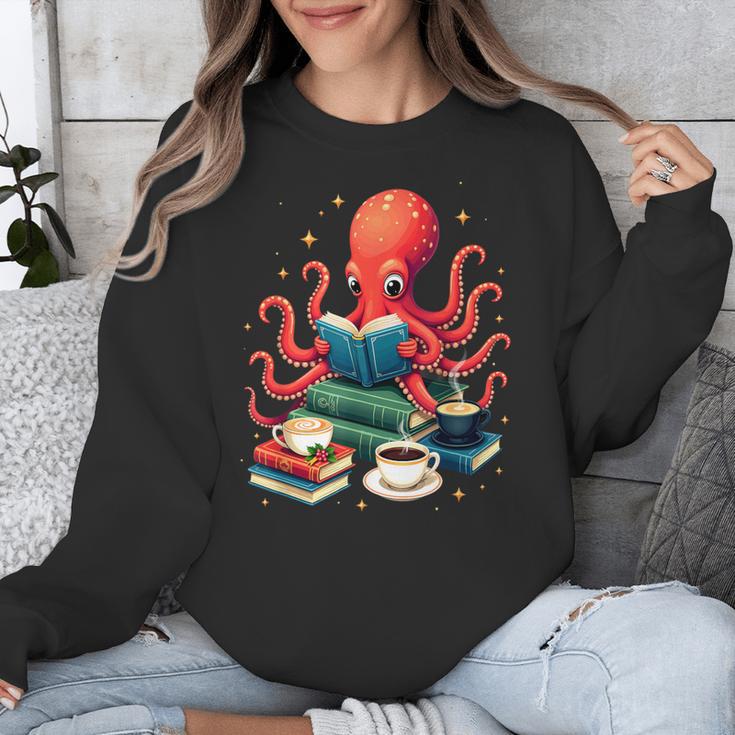 Octopus Reading Books Tea Coffee Unisex Sweatshirt