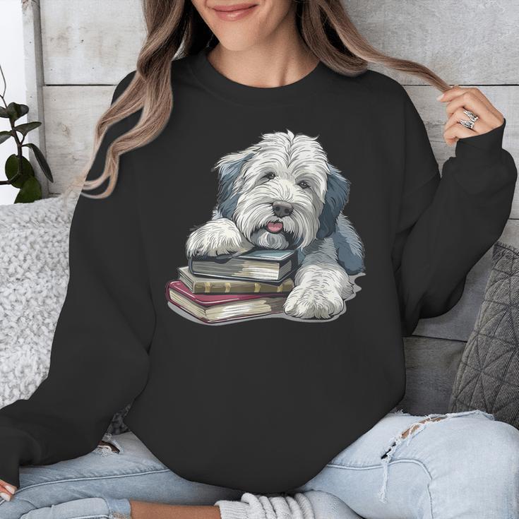 Old English Sheepdog Books Reading Dog Breed Graphic Unisex Sweatshirt