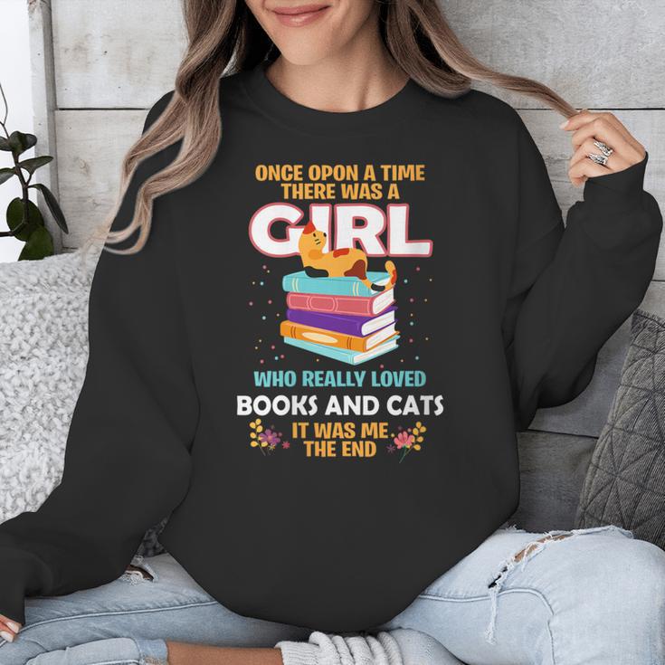 Once Upon A Time There Was A Girl Who Loves Books And Cats Unisex Sweatshirt Once Upon A Time There Was A Girl Who Loves Books And Cats Unisex Sweatshirt