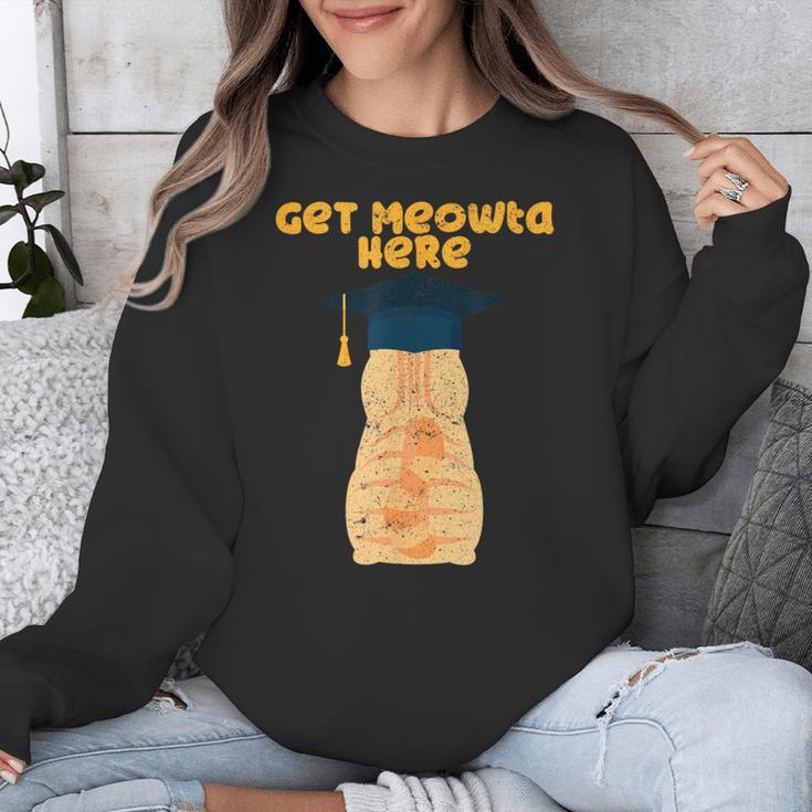 Orange Tabby Cat Graduation Distressed Shirt For Grads For Men Women Girls Kids Unisex Sweatshirt