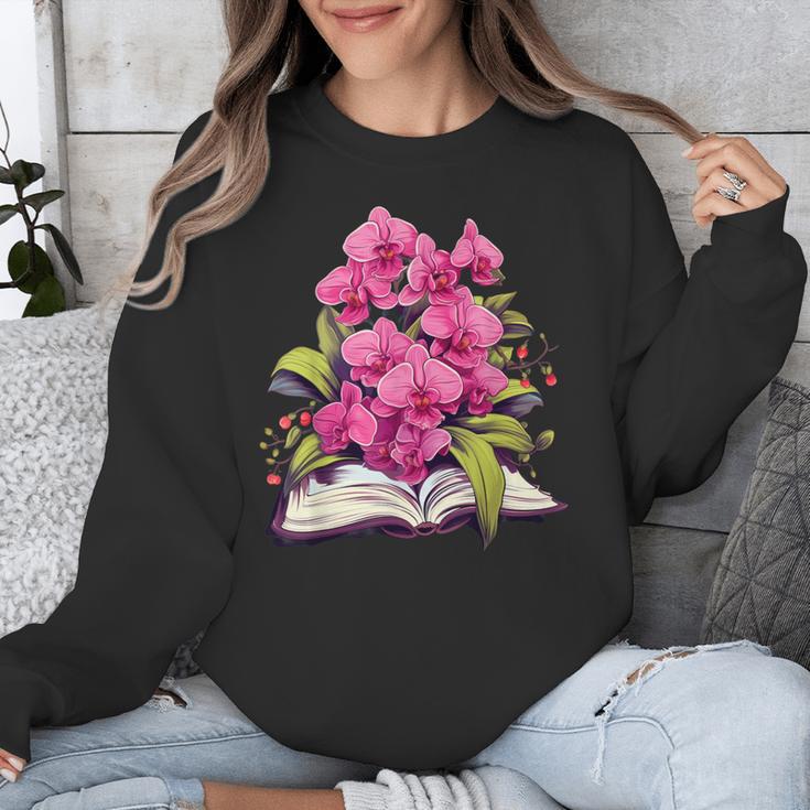 Orchids Flowers Book Floral Unisex Sweatshirt