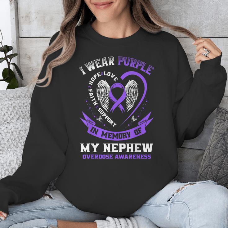 Overdose Awareness Shirt In Memory Of Nephew Purple Ribbon Unisex Sweatshirt Overdose Awareness Shirt In Memory Of Nephew Purple Ribbon Unisex Sweatshirt