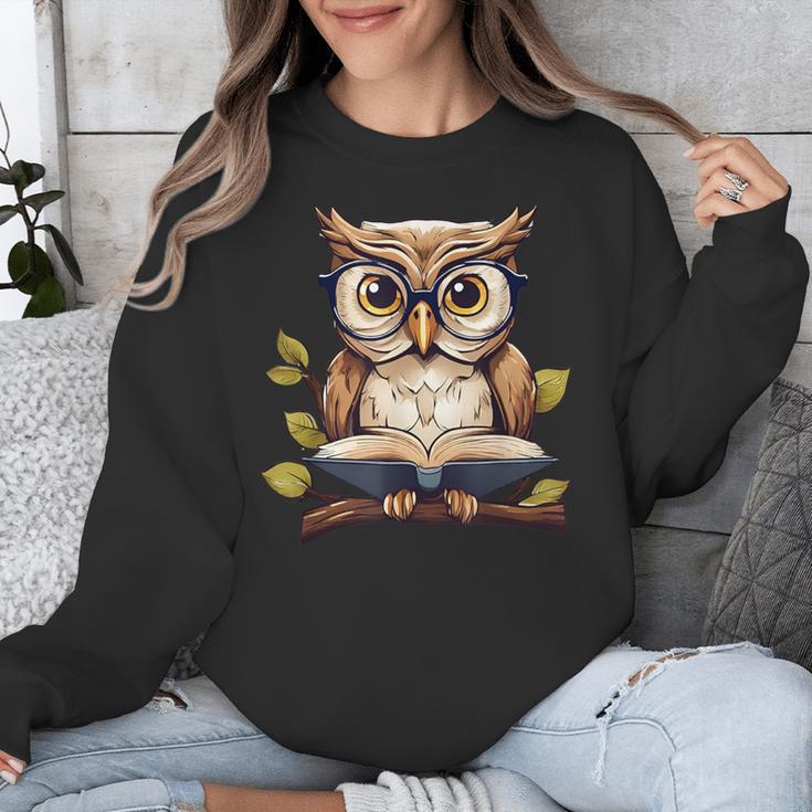 Owl Reading A Book Perched On A Branch Bookworm Unisex Sweatshirt Owl Reading A Book Perched On A Branch Bookworm Unisex Sweatshirt