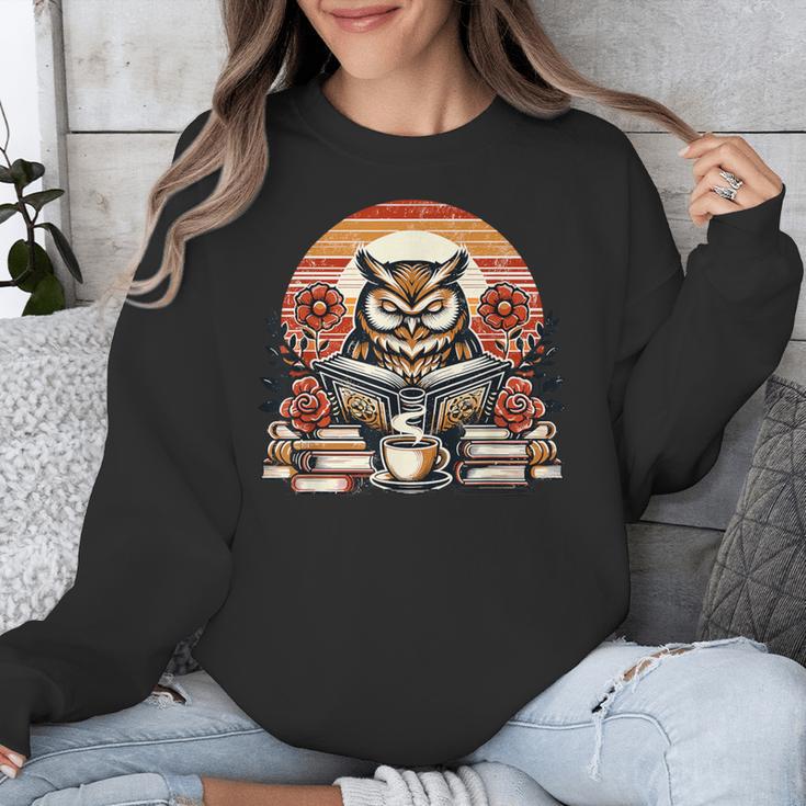 Owl Reading Books Book Library Bookworm Unisex Sweatshirt Owl Reading Books Book Library Bookworm Unisex Sweatshirt