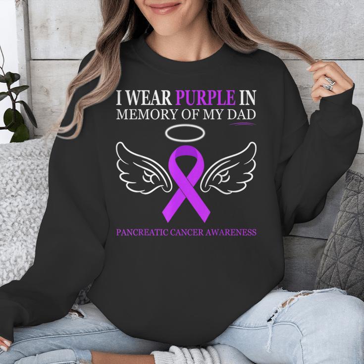 Pancreatic Cancer I Wear Purple In Memory Of My Dad Unisex Sweatshirt