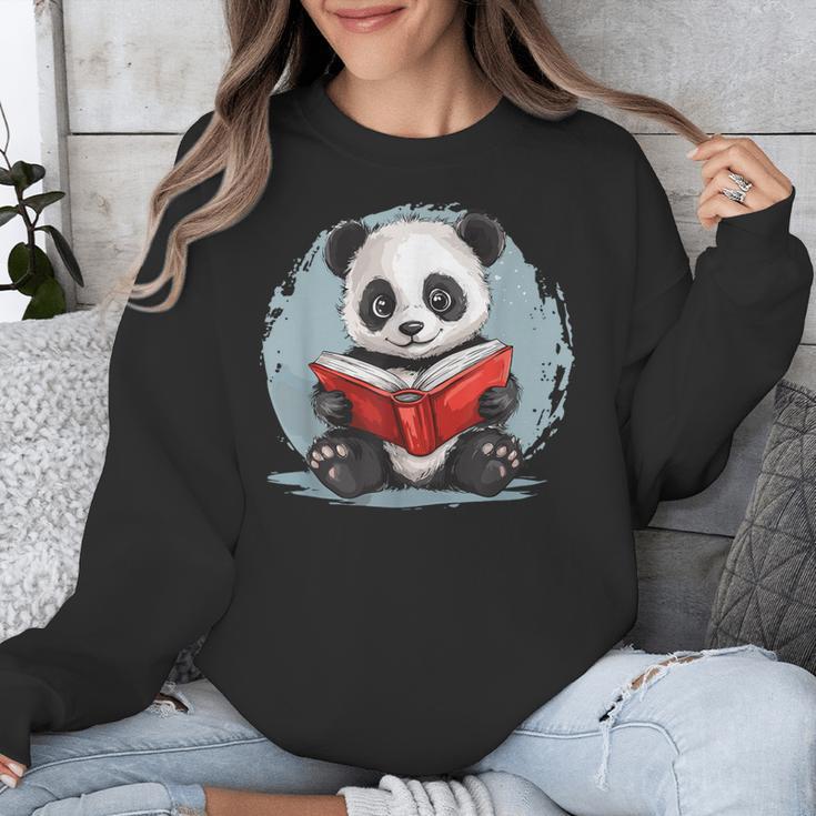 Panda With Book For Reading Enthusiasts Unisex Sweatshirt