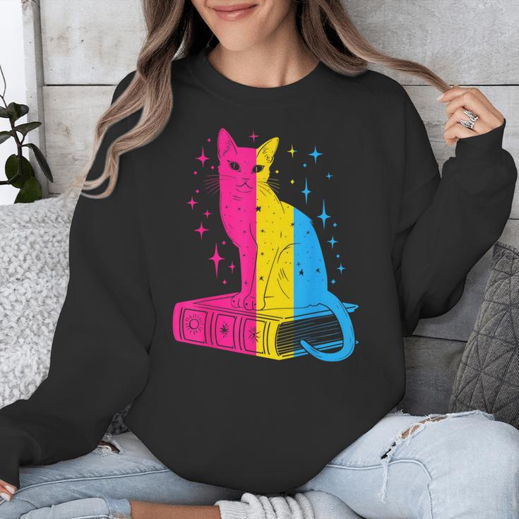 Pansexual Pride Celestial Cat Sitting Book LGBTQ Pan Colors Men Women Unisex Sweatshirt Pansexual Pride Celestial Cat Sitting Book LGBTQ Pan Colors Men Women Unisex Sweatshirt