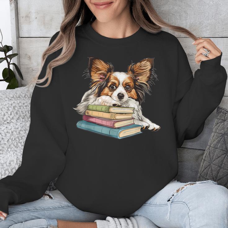Papillon Books Reading Dog Breed Graphic For Men Women Kids Unisex Sweatshirt