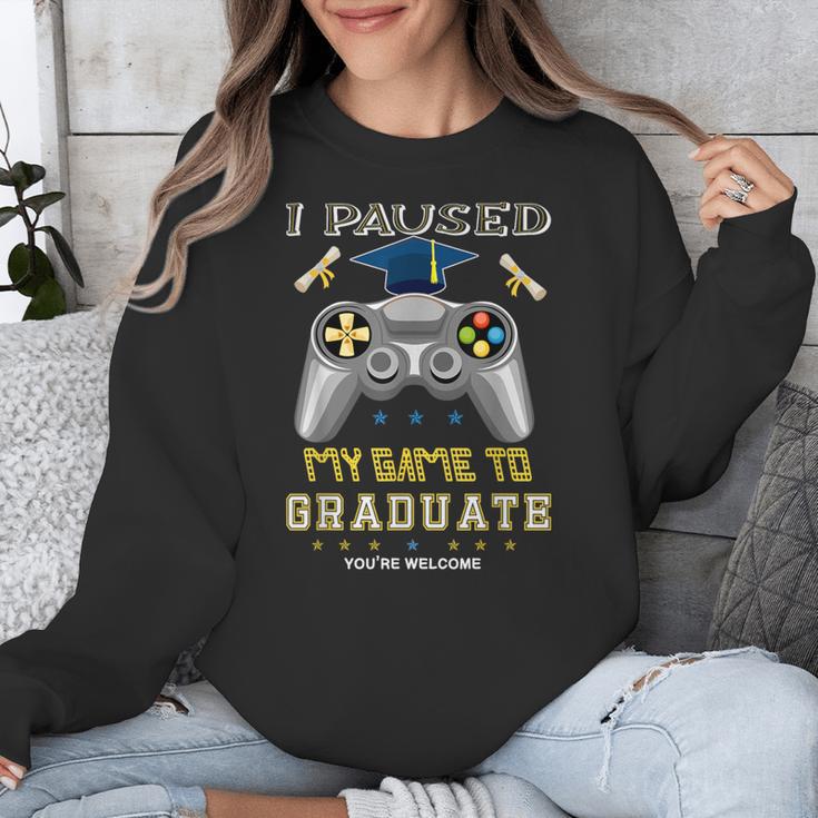 I Paused My Game To Graduate Class Of 2023 Gamer Graduation Unisex Sweatshirt