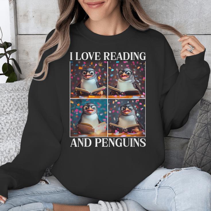 Penguin Love Reading And Penguins Child Book Lover Unisex Sweatshirt