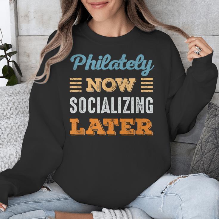 Philately Now Minimal Socializing Introvert Vintage Unisex Sweatshirt