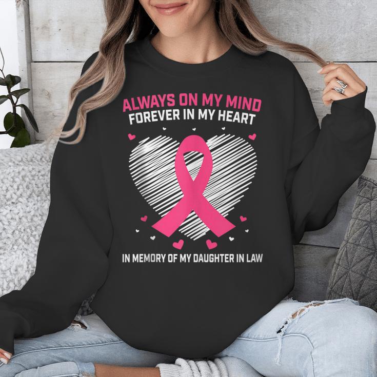 Pink In Memory Of Daughter In Law Breast Cancer Heart Print Unisex Sweatshirt Pink In Memory Of Daughter In Law Breast Cancer Heart Print Unisex Sweatshirt