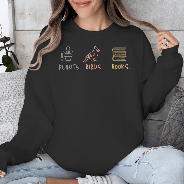 Plants Birds Books Lover Bird Watching Outfit For Bird Nerd Unisex Sweatshirt