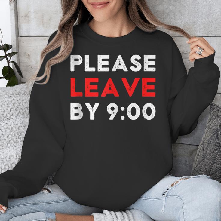 Please Leave By 9 Introvert Party Anti-Social Birthday Unisex Sweatshirt