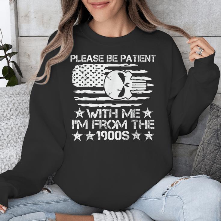 Please Be Patient With Me I'm From The 1900s USA Flag Skull Unisex Sweatshirt