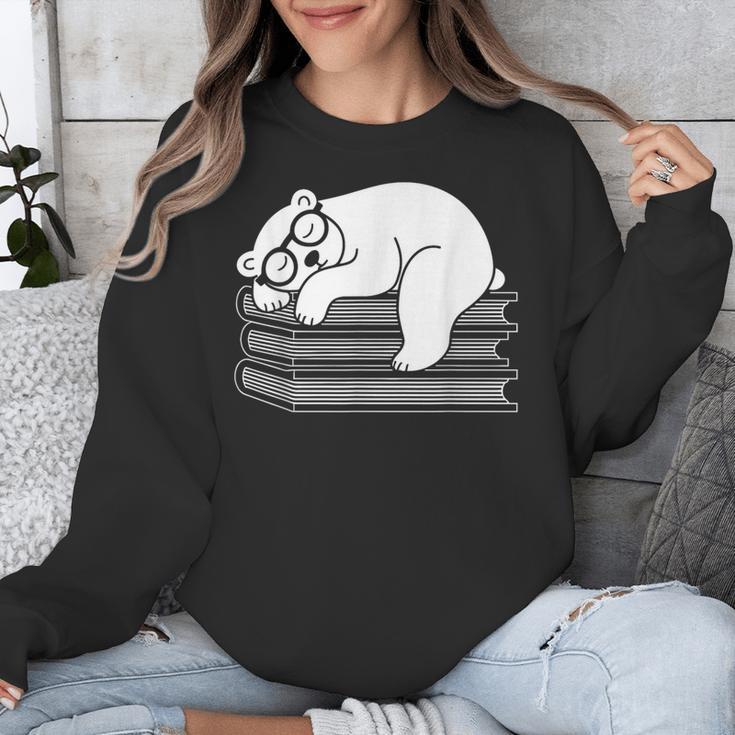 Polar Bear Reading Book Pajama Sleep Unisex Sweatshirt